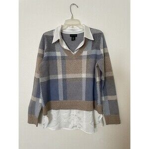 Adrienne Vittadini Women's Sweater Size XL Blue Brown